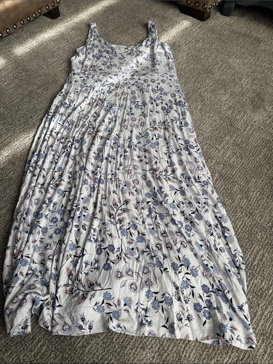 LOFT Dresses & Skirts - LOFT White Maxi Dress with Blue Floral Print
